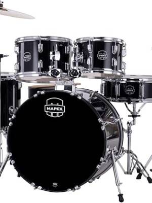 Full MAPEX Comet Drum Kit setup including snare, toms, bass drum, and throne